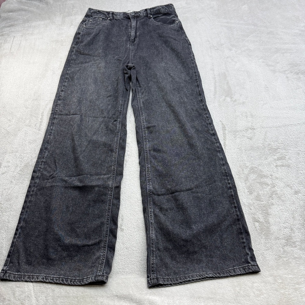 OAT New York Wide Leg Jeans Womens 10/30 Washed Black Cloud Luxe Edgy Boho Denim